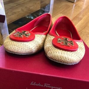 TORY BURCH REVA RAFFIA  LEATHER